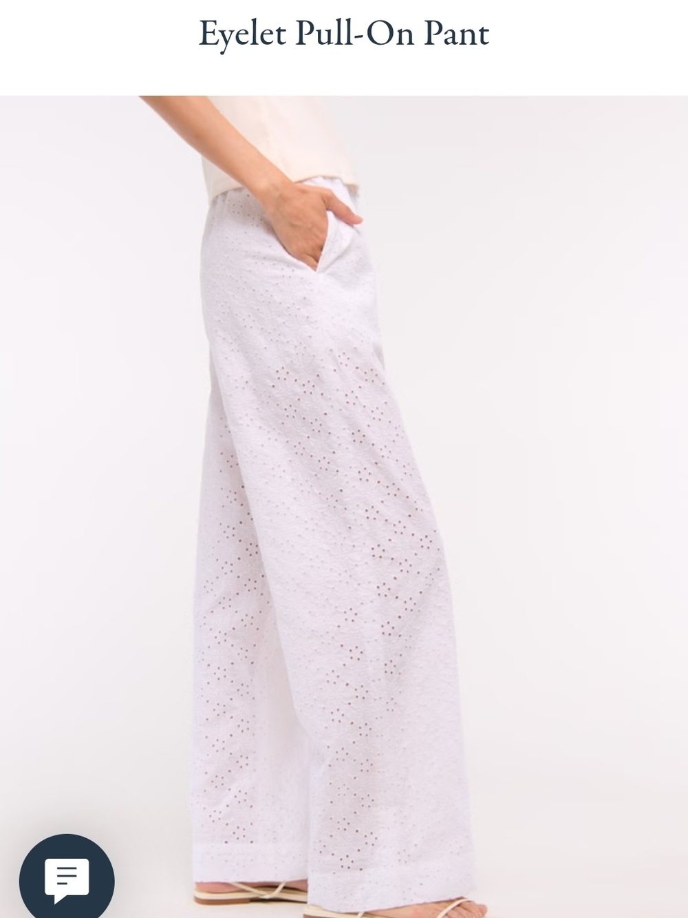 Abercrombie & Fitch White Eyelet Wide-Leg Pull-On Pants NWT SR